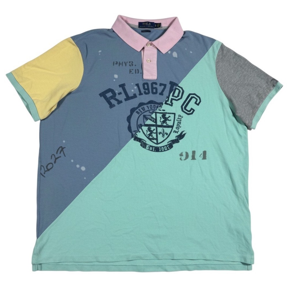 Polo Ralph Lauren Polo Shirt Mens XL Multi Colorblock Graphic Classic Fit 1967